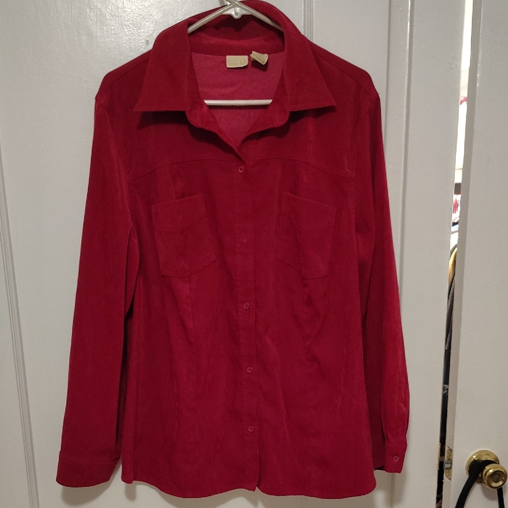 Linden Deep Red Long-Sleeve Button-Down Shirt